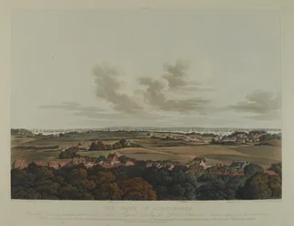 Danmark 1807: Belejringen af København, indgraveret af Robert Pollard (1792-1867) og Joseph Constantine Stadler (1780-1812) udgivet i 1807 (farvet akvatint)